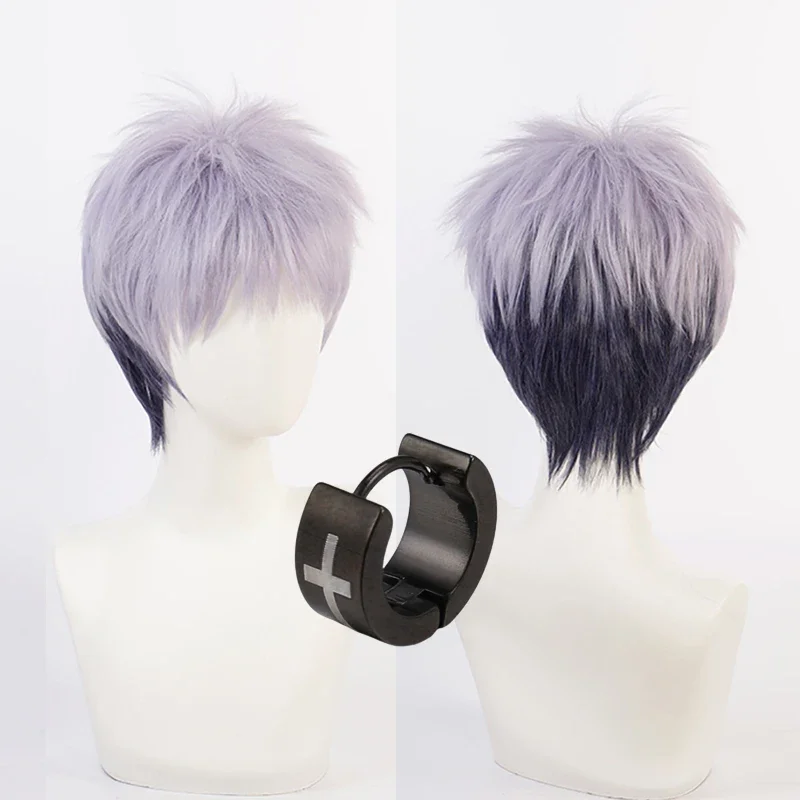 Anime Tokyo Revengers Takashi Mitsuya Cosplay Wig Short Mixed Gray Ombre Heat Resistant Synthetic Hair Wigs