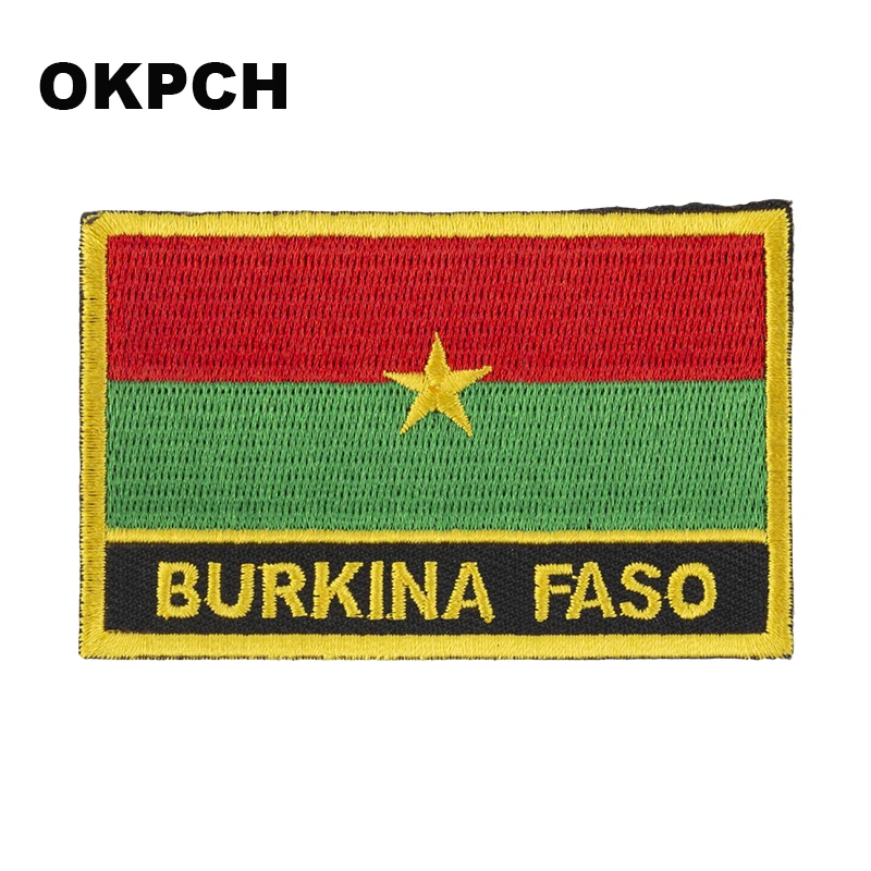Parches bordados con bandera de Paraguay de Burkina Faso, parches de transferencia para planchar, aplicaciones de costura para ropa en el hogar y el jardín