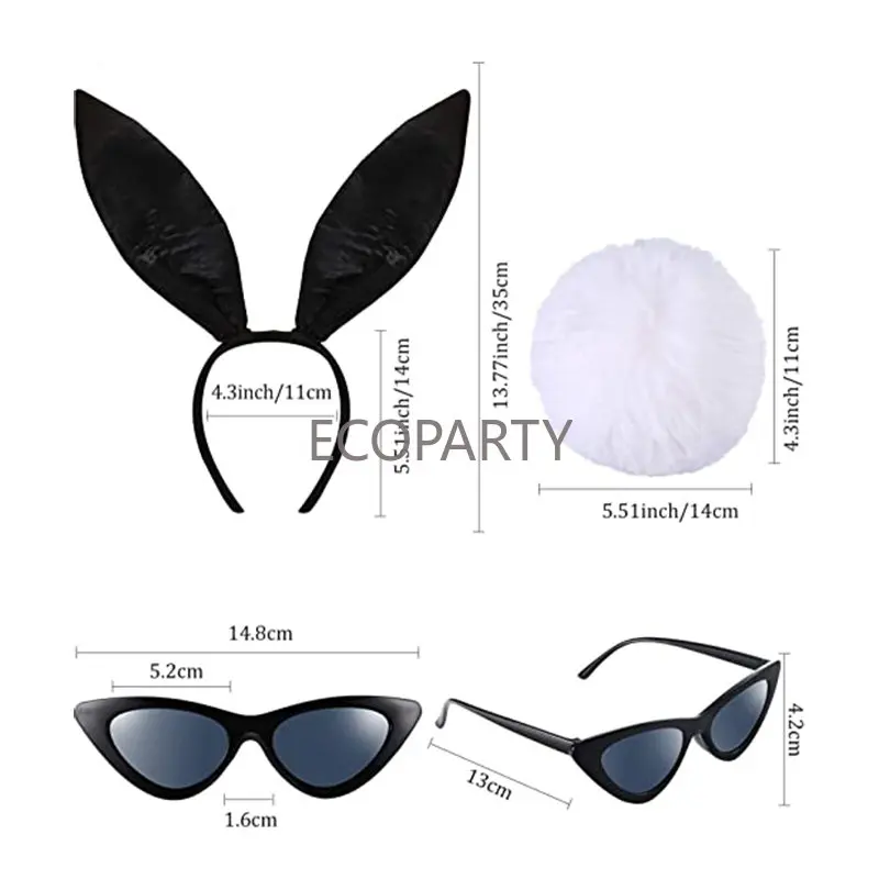 Cat Eye Spectacle Rabbit Ear Headband Adult Child Rabbit Tail For Easter Party cosplay costume women sexy