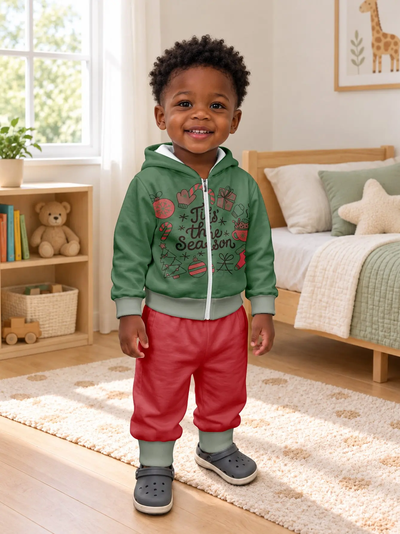 Toddler Blue Geometric Color Block Regular Fit Zip Hooded Sweatshirt and Pants Set Pants with Pockets Cute