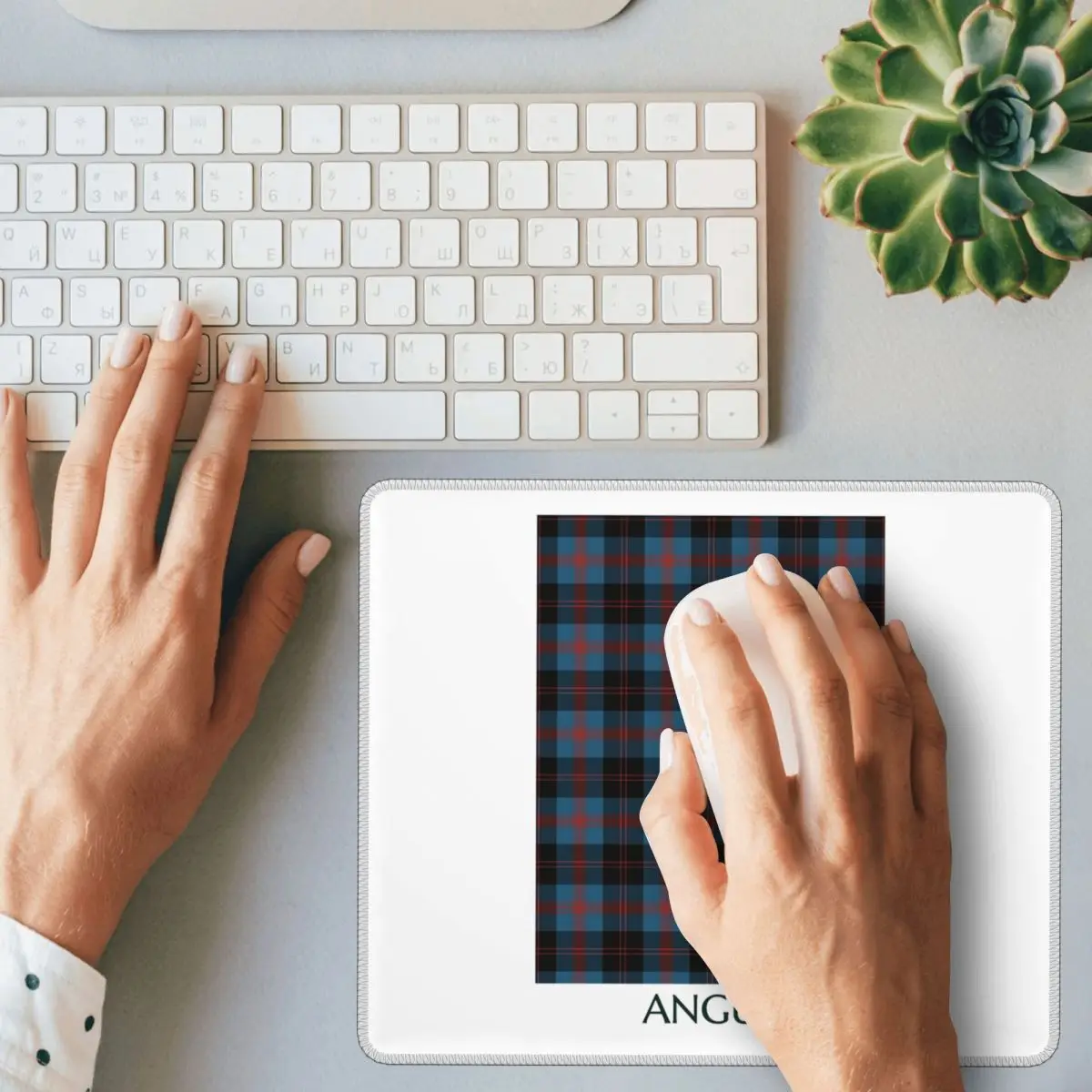 Коврик для мыши в клетку Angus Scotland District, коврик для мыши, компьютерная клавиатура, коврик для мыши, геймерский ПК, ноутбук, настольный коврик, офисные аксессуары, настольные коврики