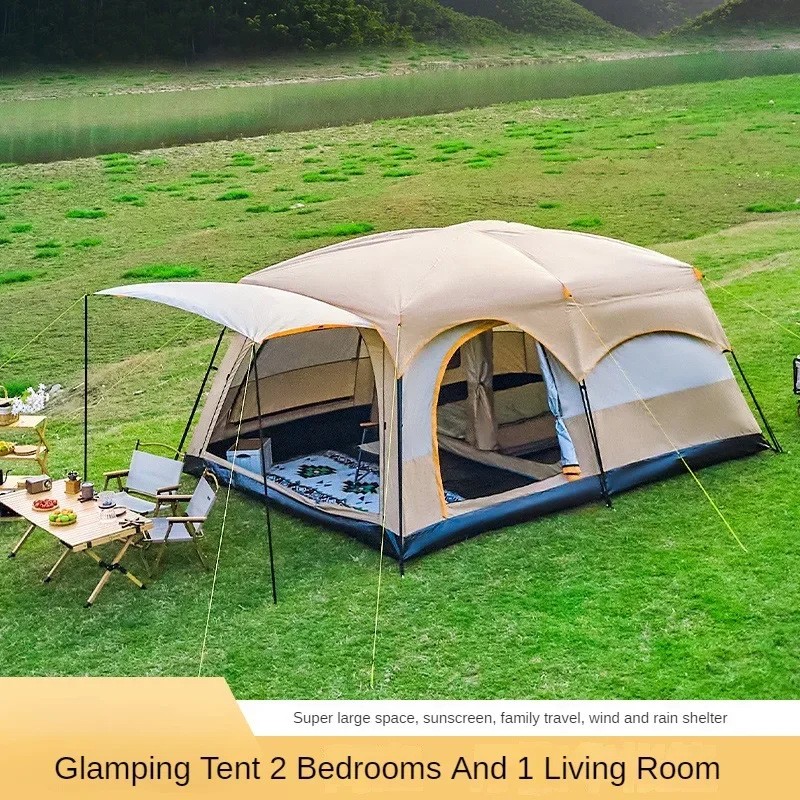 

8-10 People Two Living Room One Hall Camping Tent Outdoor Portable Sunscreen Rain Proof Automatic Quick Setup Tents Large Space