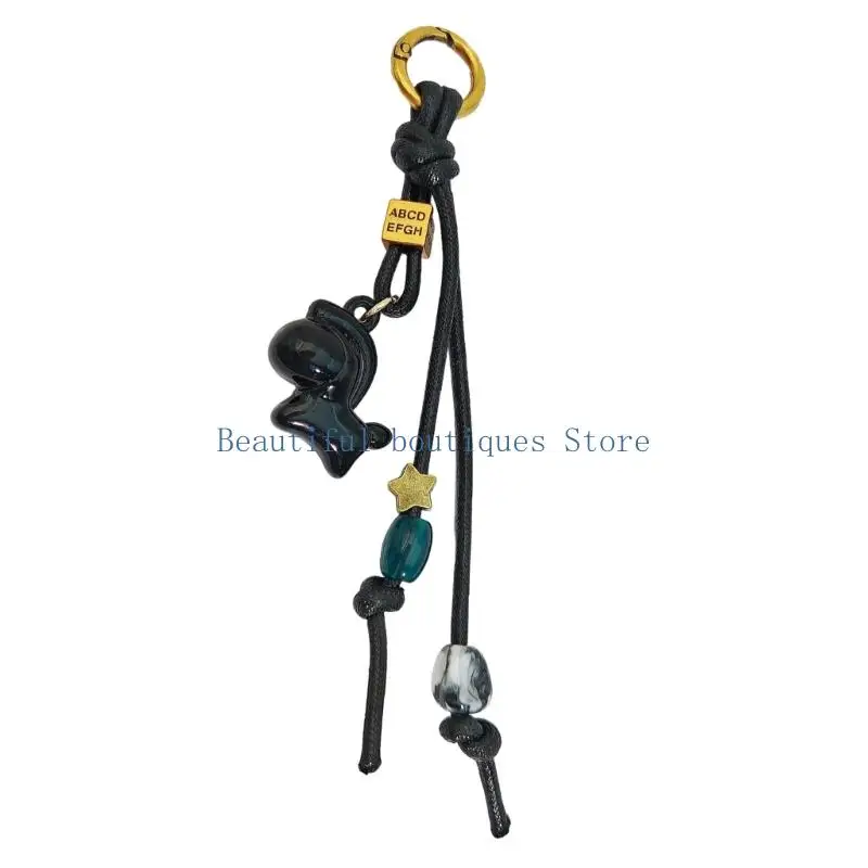 

U4LF Stylish High Quality Wax Rope Handmade Horse Charm Keychain for Bag or Phone