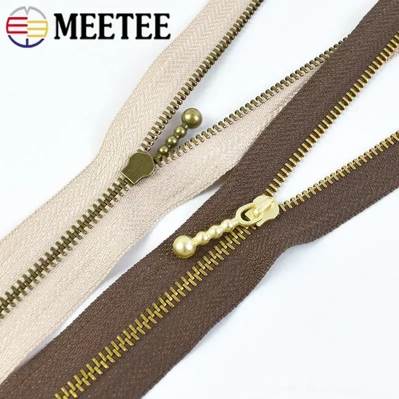 10Pcs Meetee 3# Metal Zipper Pure Copper 12cm-40cm Khaki Close-end Zips for Sewing Down Jacket Bags Jeans Clothing Accessories