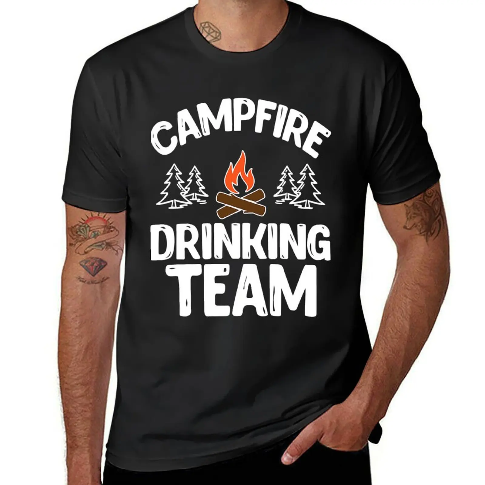 

Campfire Drinking Team Camping Lovers Camper T-Shirt cute tops summer top big and tall t shirts for men