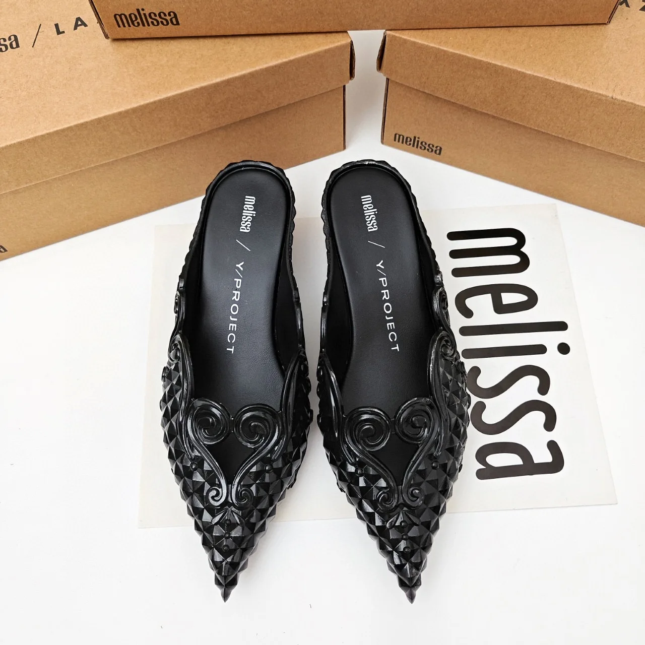 Mini Melissa Square Buckle Pointed Toe Sandals Pumps for Women