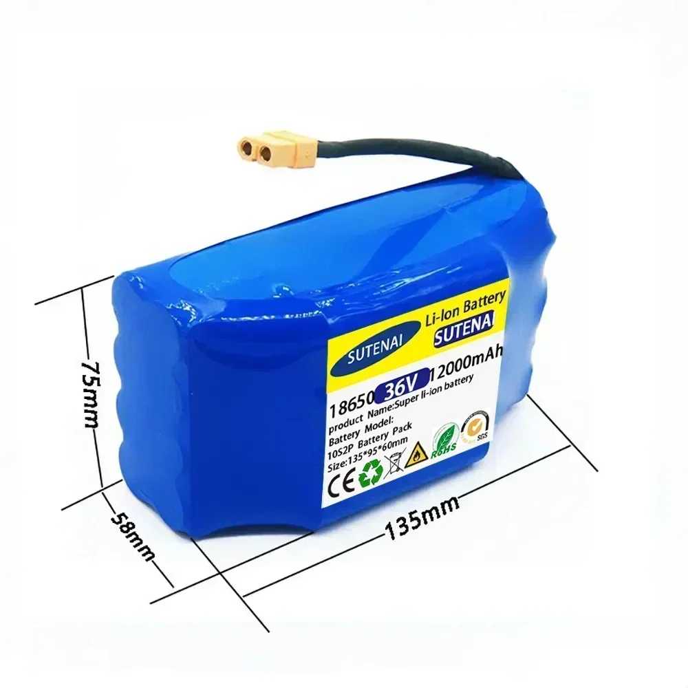 NEW 36V Rechargeable Li-ion Battery Pack 12000mAh 12Ah Lithium Ion Cell For Electric Self Balance Scooter Hoverboard Unicycle