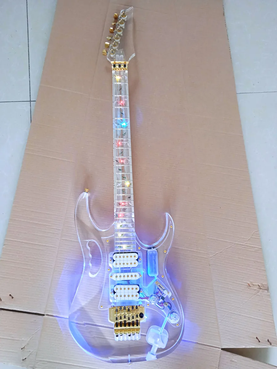 Acrylic electric guitar with blue light free shipping blue led light electricas electro electrique guitare guiter