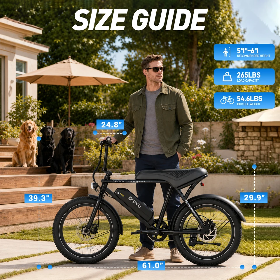 DYU BMX 20*3.0 Fat Tire Electric Bike E-Bike 624Wh Removable Battery 1000W Peak Motor Mountain Electric Bicycle for Adults image 6