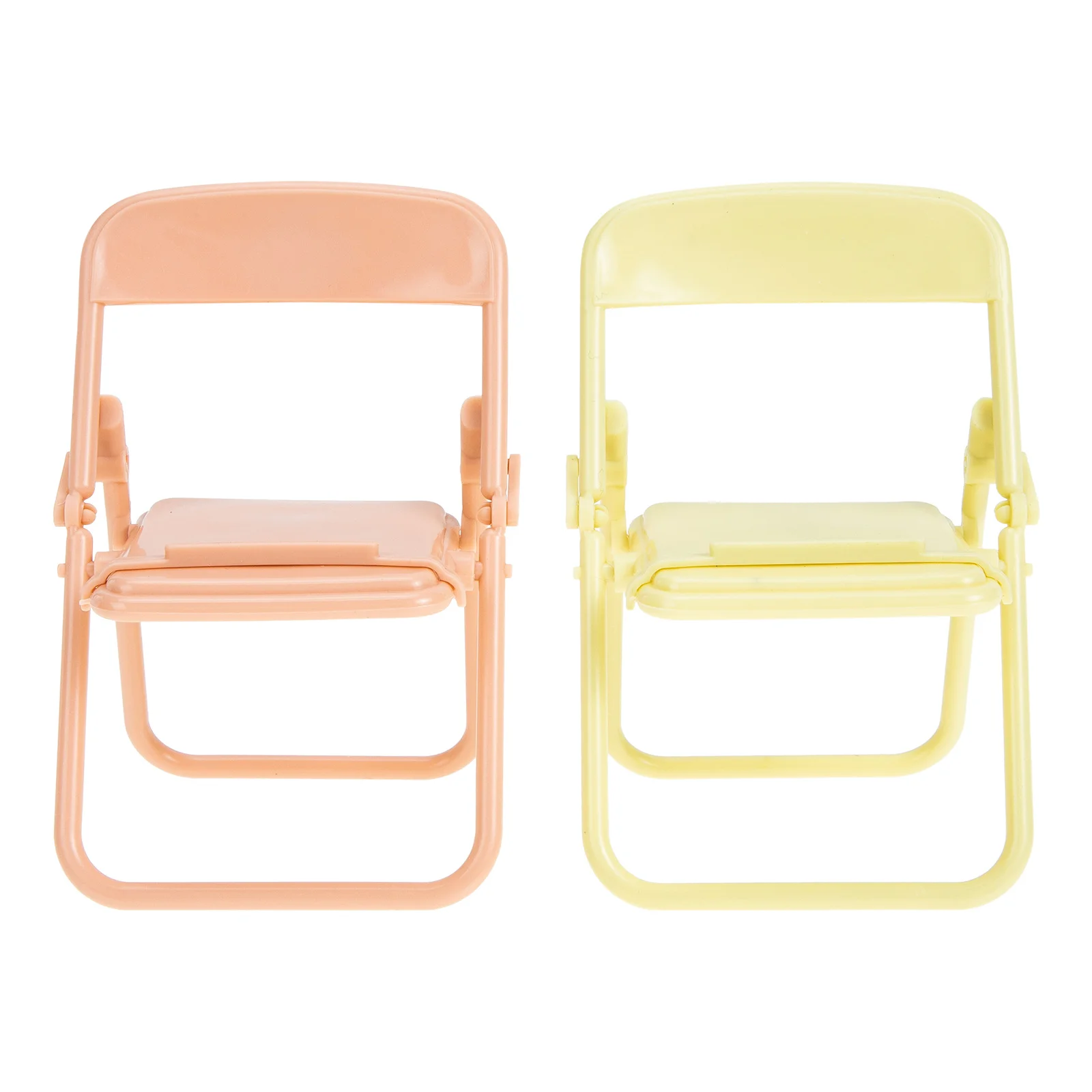 2 Pcs Foldable Chair Toy Folding House Accessories Baby Toys Miniature Things Desktop Furniture Toddler Orange