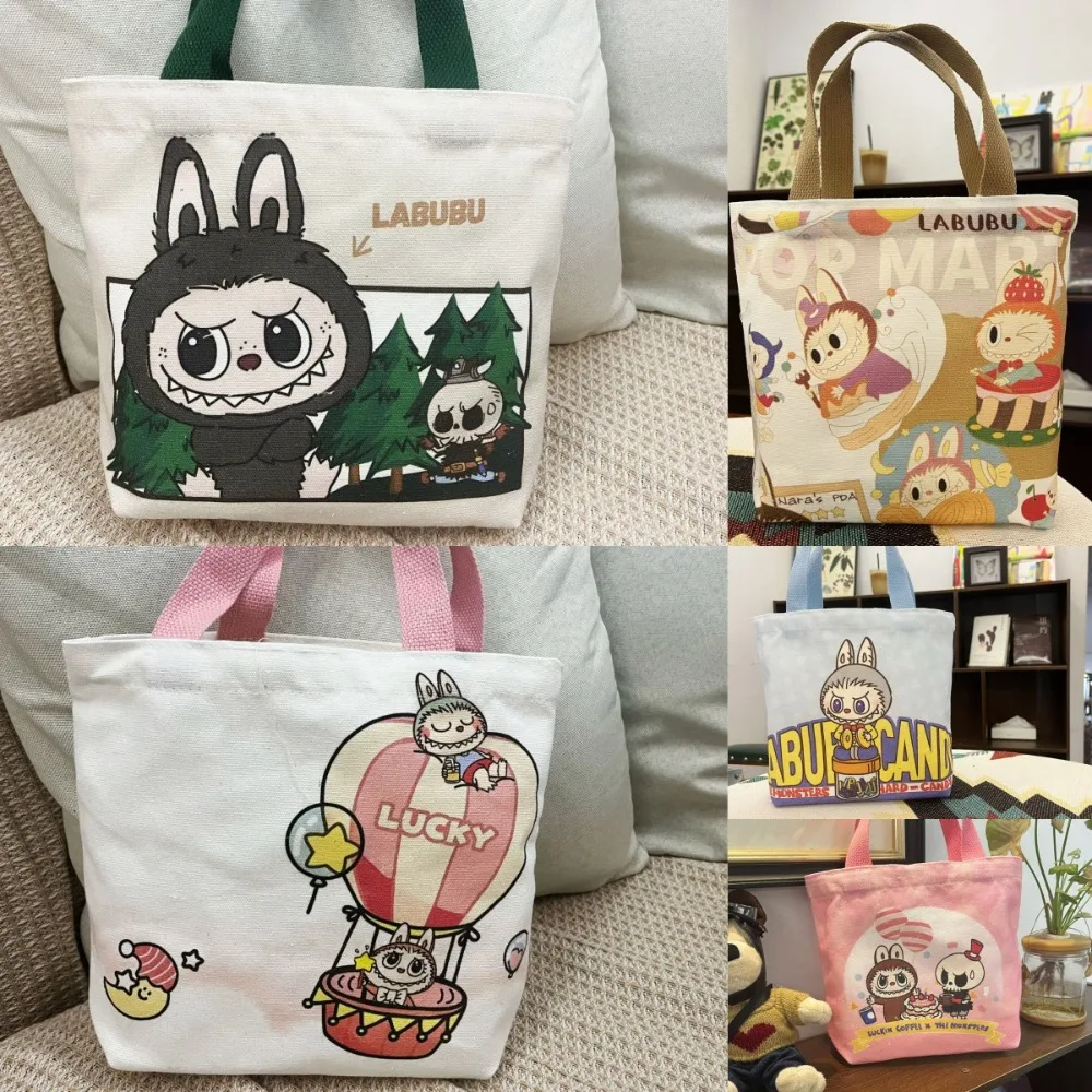 

Kawaii LABUBU Anime Peripheral Cartoon Cute Single Shoulder Bag Shopping Bag Book Storage Bag Portable Girl Accessory Gift