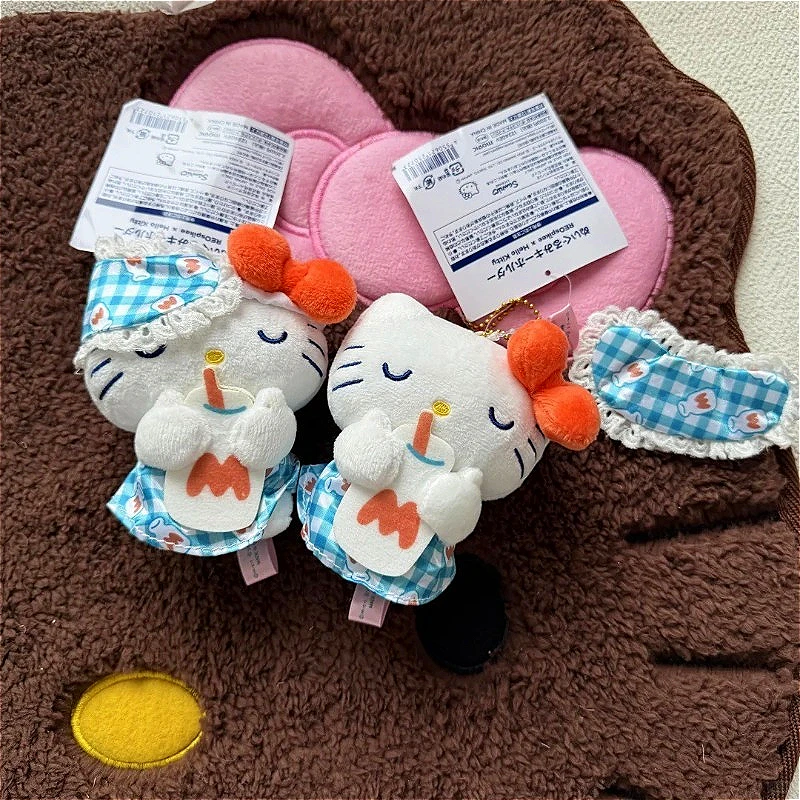 

2026 Sanrio Keychain HelloKitty Kawaii Sleep Eye Mask Series Plush Doll Backpack Pendant Valentine's Day Gift