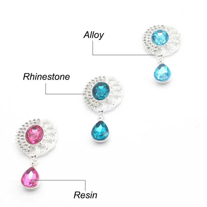 5Pcs 25*50MM Alloy Rhinestone DIY Pendant Used For Wedding Dress, Hair, Wine Bottle And Invitation Decoration Accessories