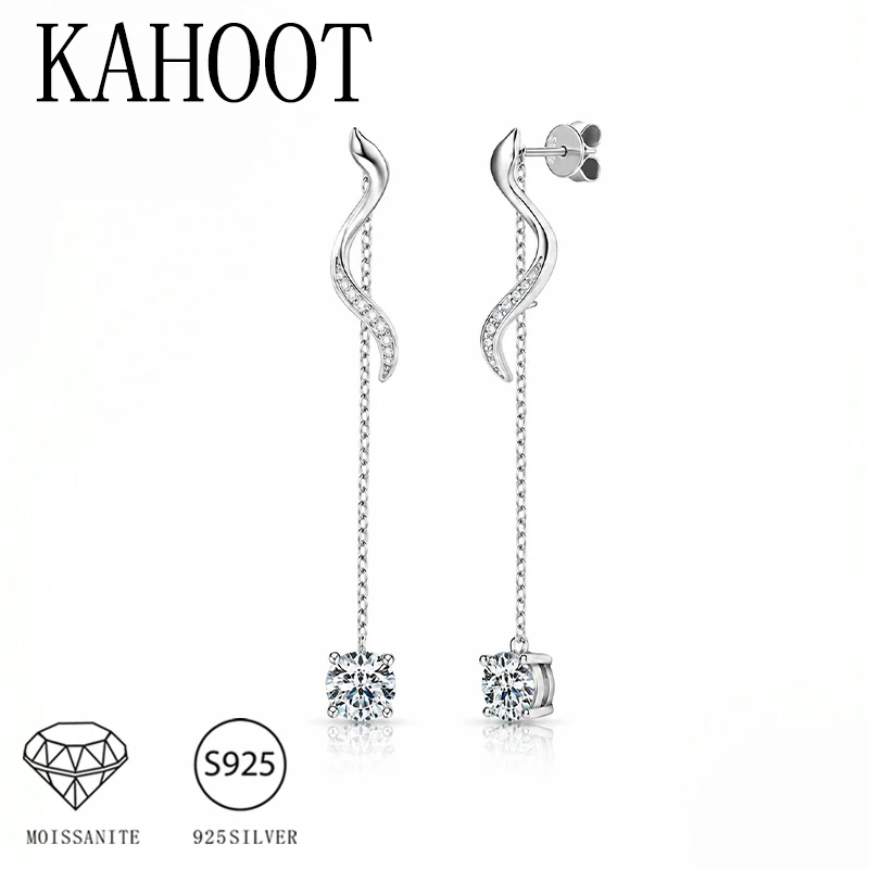 Pair of 925 Silver 1-Carat Moissanite Tassel Earrings for Women – Ideal for Parties or Gifting