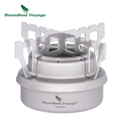 Boundless Voyage Titanium Alcohol Stove with Bracket Outdoor Camping Picnic Backpacking Oil Candle Heater Furnace Ti1512B