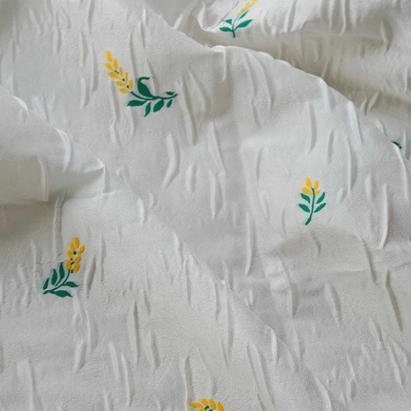 

Aesthetic Wheat Embroidered Fabric Sheer Summer Dress Womens Boho Lace Beachwear Casual Streetwear Designer DIY Material