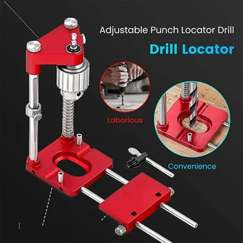 木工用の精密ドリルロケーター、スケール付きガイドツール、dowel jig、puncher、DIY、ホームツール、1個