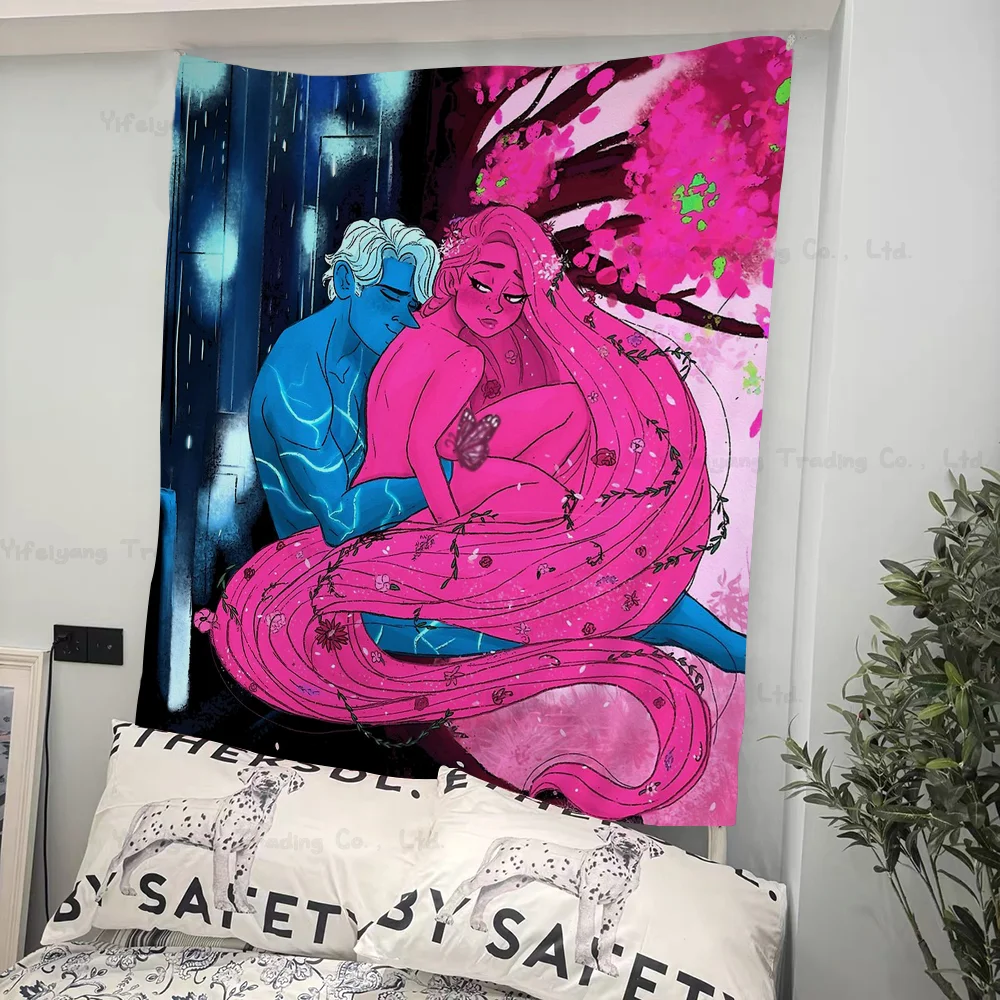 Lore Olympus Books Anime Tapestry Hippie Flower Wall Carpets Dorm Decor Wall Hanging Home Decor