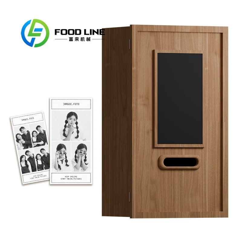 Vintage Style 8-Inch Wall Mounted Photo Booth Machine Compatible with SLR Cameras Features Receipt Sticker Printing Function