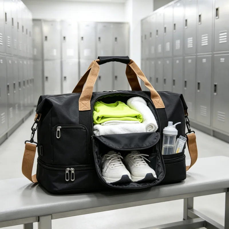 Large Travel Duffel Bag with Shoe Compartment, Waterproof Gym Tote for Weekend Trip & Sports