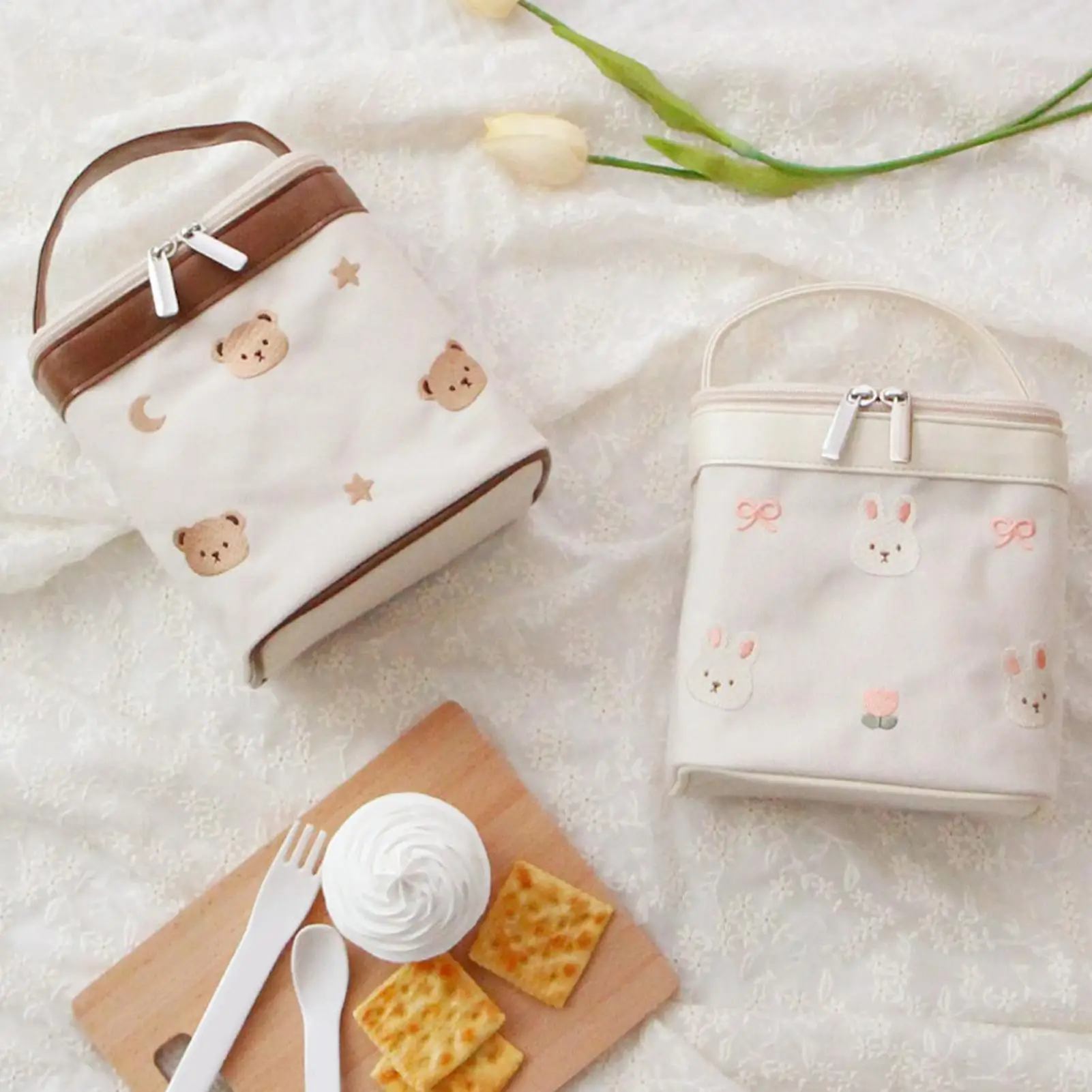 

Small Lunch Bag Cartoon Lunch Box Insulated Bag Reusable Foldable Work Meal Carrier Travel Food Storage For Picnic And Camping