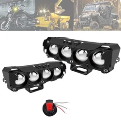 4 Lens Dual Color Light Motorcycle Spotlights Led Headlights Four Eye High And Low Beam White+Yellow Waterproof Driving Fog Lamp