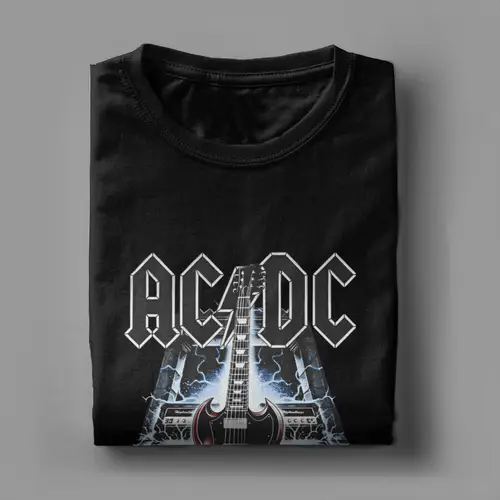 Camiseta informal de banda de Rock ACDC para hombre, Camiseta de algodón con cuello redondo, camiseta de manga corta, camisetas de talla grande