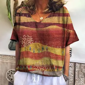 Kẻ sọc t -shirt với ảnh ghép nữ, áo len thông thường của harajuku, áo cánh ngắn, áo khoác thời trang nữ, áo sơ mi mùa hè, mới 10 Cờ vua bán hàng chính T -shirts - №2