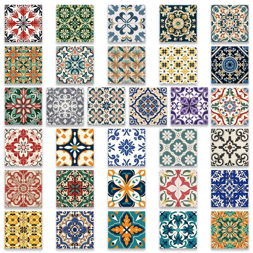 62pcs Vintage Colored Tiles Stickers Pack Guitar Stationery Phone Diy Journaling Materials Journal Accessories Sticker Aesthetic