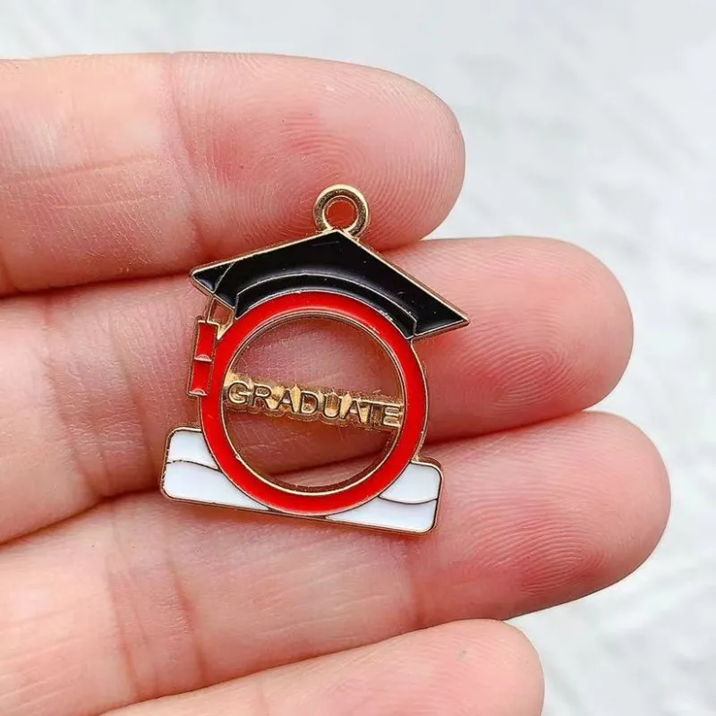 10pcs Enamel Graduation Ceremony Professor Students Mortarboard Charms for Necklaces Earrings DIY Jewelry Making Accessories