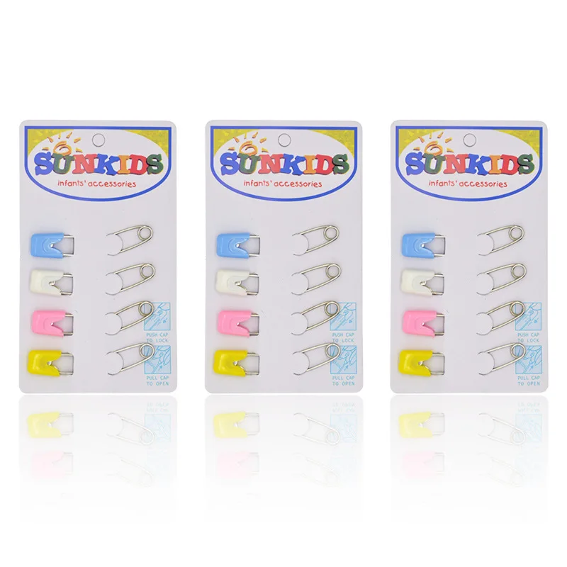 12Pcs Mixed Color Banana Type Kids Double Safety Pin DIY Hand Sewing Accessories