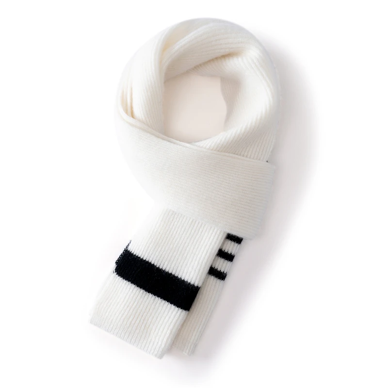 

100% Pure Cashmere Scarf Autumn Winter New Color Block Striped Couple Warm Neck Warmer Knitted Heavy Shawl