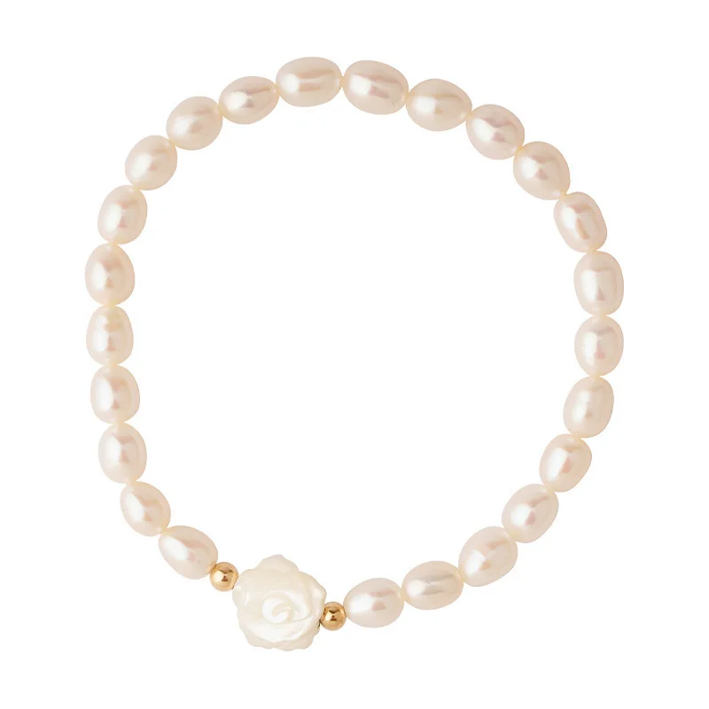 100% natürliche Süßwasser perle süße Rose Blume 14 Karat Gold gefüllt Damen Perlen Armband Schmuck für Frauen Geschenke billig – Detail 6