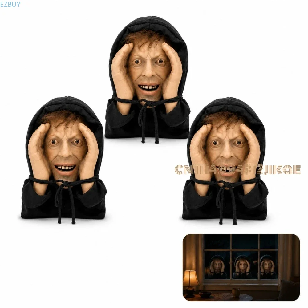 Creepy Halloween Window Prank Mask, Scary Face Suction Cup Prop Realistic scary face window decoration with suction cups