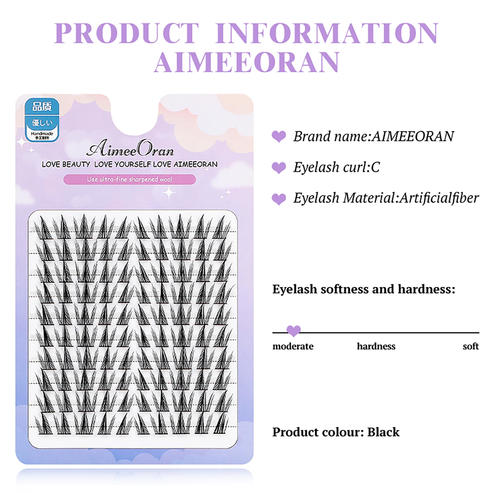 Ultra-Light Reusable Strip Lashes C Curl Wispy Lash Extension Individual Lashes Cluster Ideal for Cosplay and Costume Parties