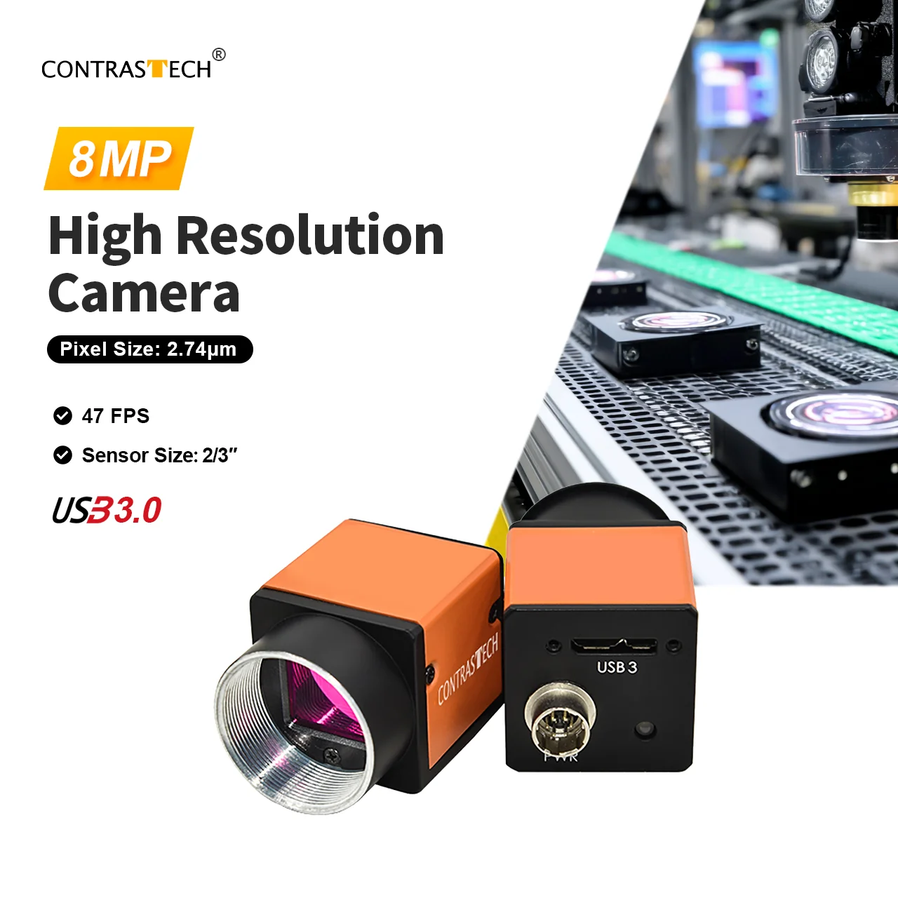 

Global Shutter 8MP 46fps Machine Vision CMOS IMX546 High Resolution USB3.0 Camera For Automation Inspection System Contrastech