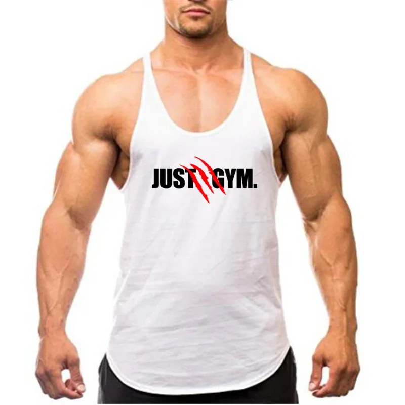 

Men Fitness Stringer Tanktop Cotton Gym Clothing Muscle Sleeveless Shirt Y Back Vest Muscleguys Canotte Bodybuilding Tank Top