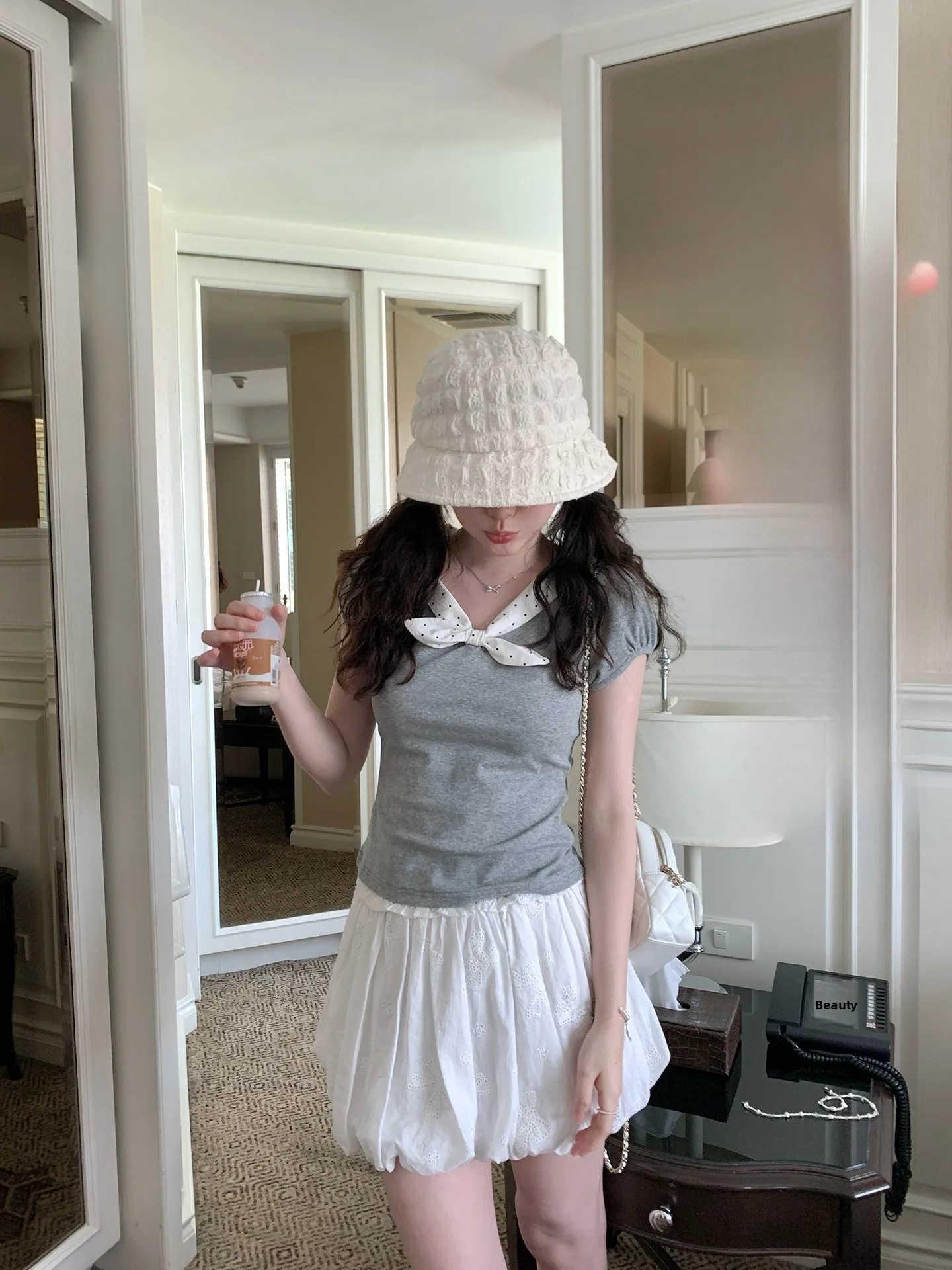 

Белая хлопковая юбка PtonUmi с цветочной вышивкой, женская летняя юбка А-силуэта с завышенной талией, корейский стиль, однотонная