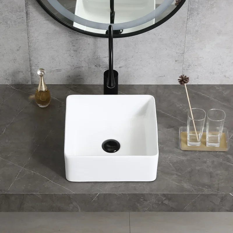 Square White Bathroom Counter Basin Luxury Bathroom Features Square Wash Basin Family Kitchen Sink Toilet Wash Sink