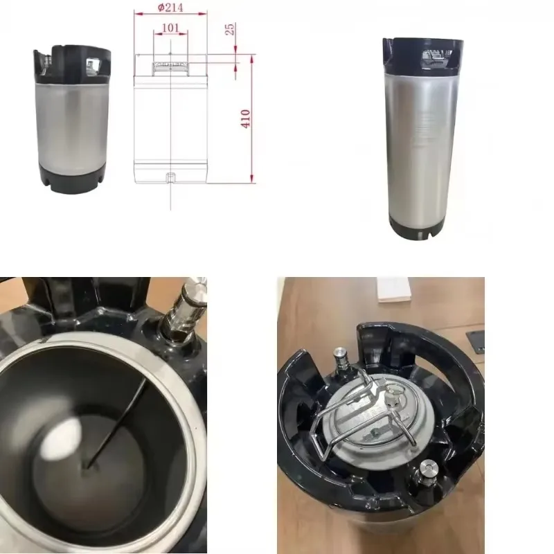 Barril de Cerveza Cornelius de 9.5L y 19L con Asa de Acero, Barril para Café Nitro, Barril Corny con Cierre de Bola para Cold Brew
