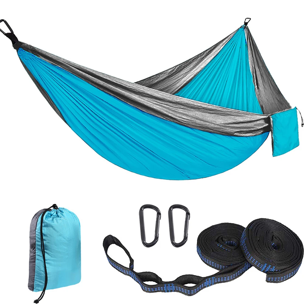 

Portable Camping Hammock with Tree Strap Carabiner Lightweight Nylon Parachute Hammocks for Outdoor Backpacking Travel Beach