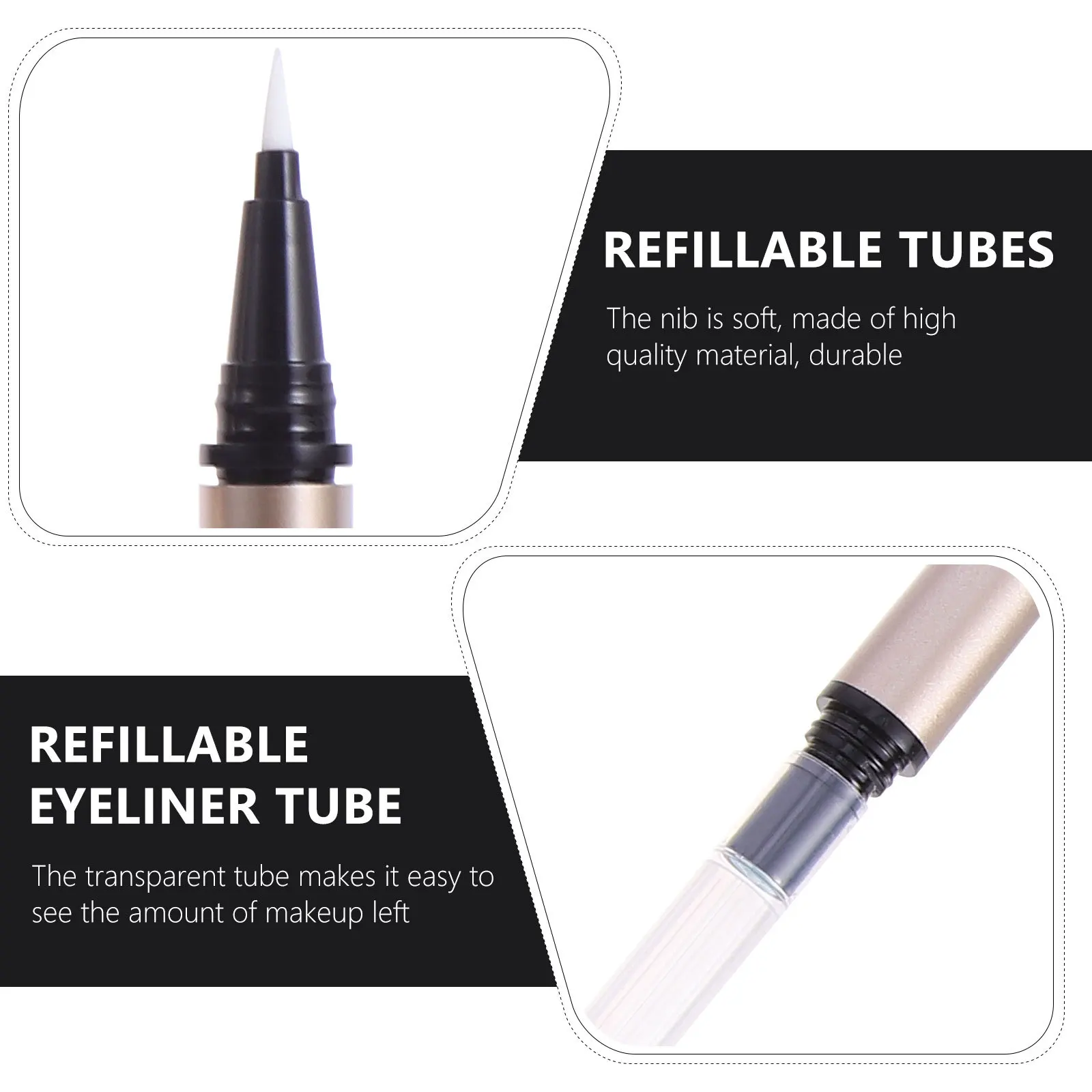 5 pçs 1ml recipiente de delineador vazio tubos recarregáveis diy caneta delineador líquido salão de beleza tubo de delineador vazio