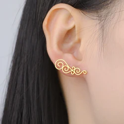 Unift Filigree Flower Floral Spiral Earrings for Women Girl Stainless Steel Stud Earring Trendy Jewelry Ear Piercing Amulet Gift