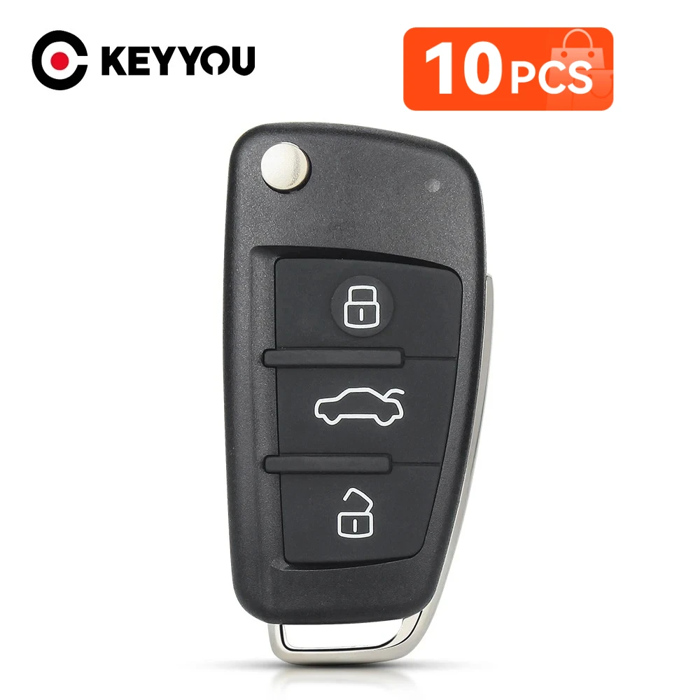 

KEYYOU 10 шт. складной чехол для дистанционного ключа автомобиля для Audi Q7 B7 Q3 A3 TT A2 A8 A6 A6L A4 S5 C5 C6 B6 A4L A5 Q5 S RS