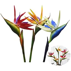 3Pcs Artificial Heaven Bird Flowers,Fake Bird of Paradise Strelitzia,Faux Silk Plants for Home Office Wedding Table Centerpeice