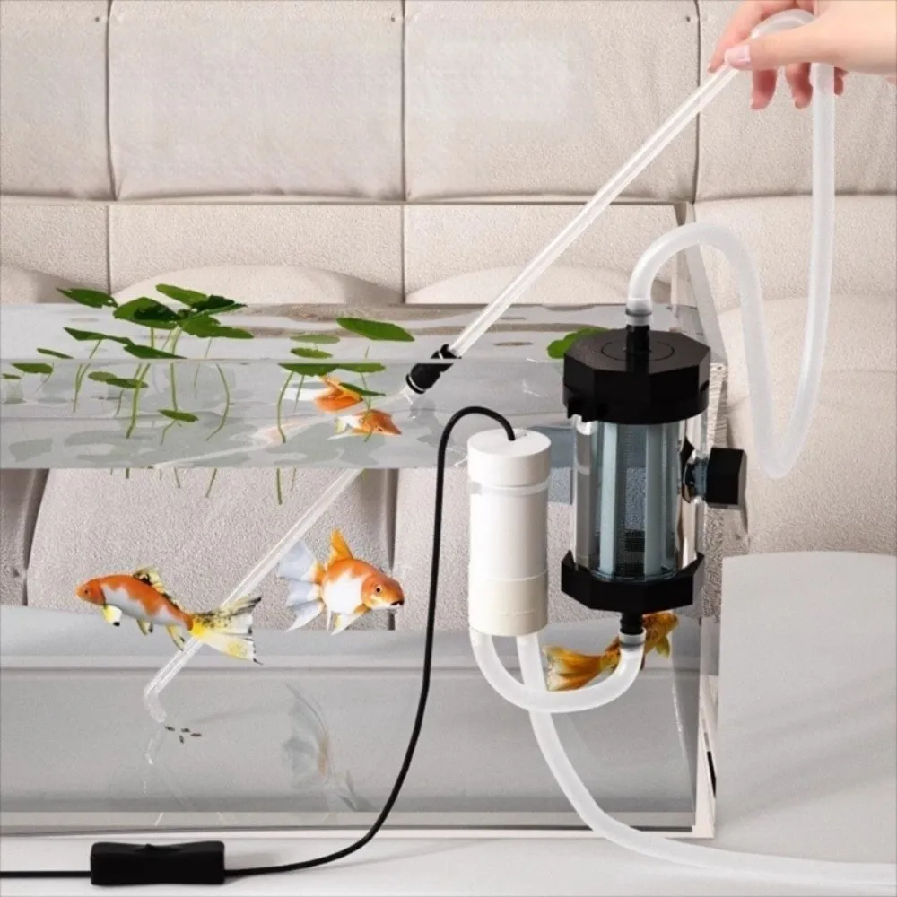 

USB Powered Aquarium Water Changer 280GPH Low Noise Fish Tank Feces Suction Pump Detachable with Extension Tube