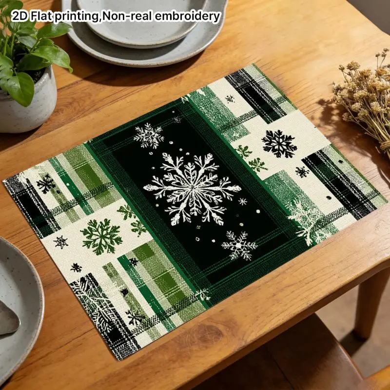 VIKAMA 2/4/6PCS Christmas Plaid Placemats, Heat Resistant Washable Non Slip Table Mats, Aesthetic Kitchen Dining Decor