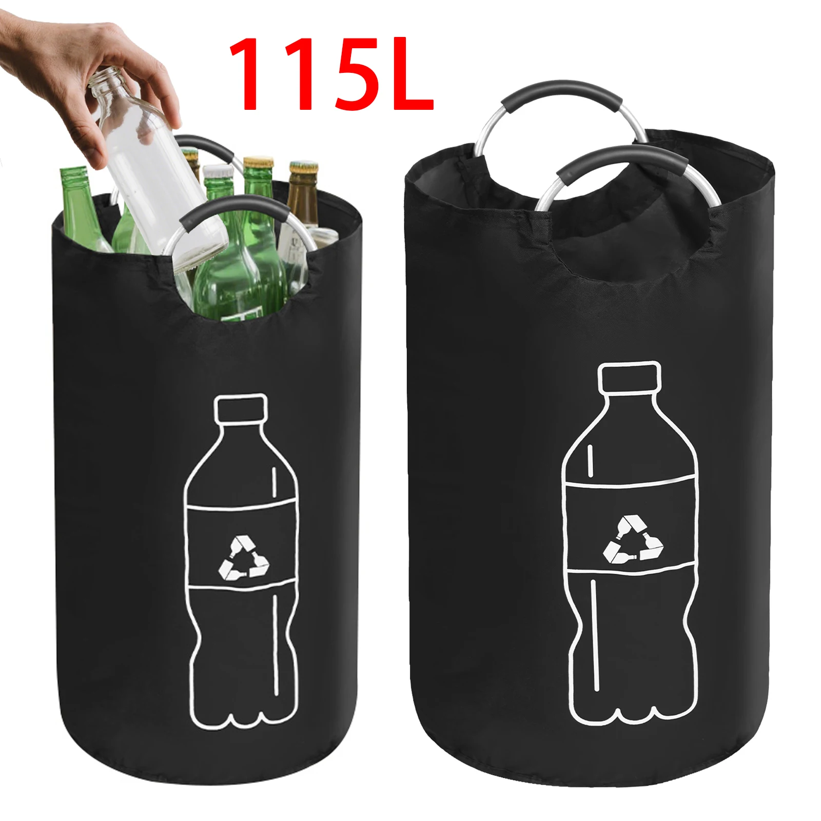 82/115 l leerer Flaschen-Aufbewahrungskorb, zusammenklappbar, für Küche, Abwasserflaschen-Sammeltasche mit Aluminiumgriff, großes Fassungsvermögen