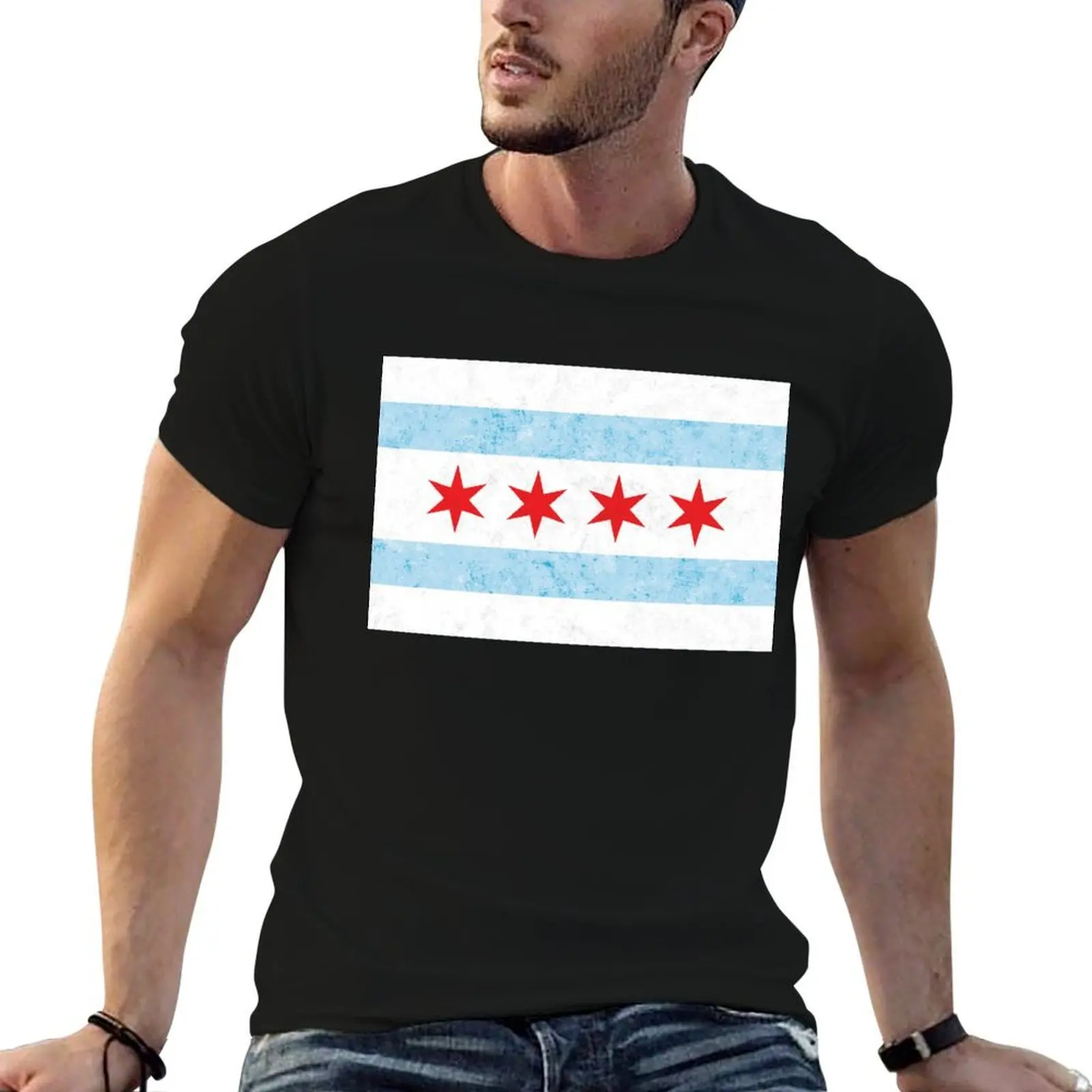 

City Flag of Chicago T-Shirt man t shirts cotton t shirts for man cotton T-Shirt