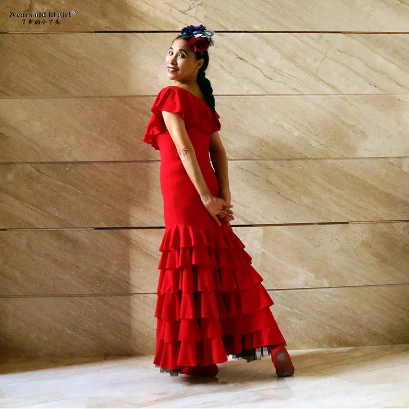Dance Dress Spanish Flamenco Modern Dance Italian Thickened Chiffon Swing Skirt Multi-layer GM03